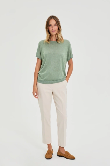 Wiskozowy sweter oliwkowy