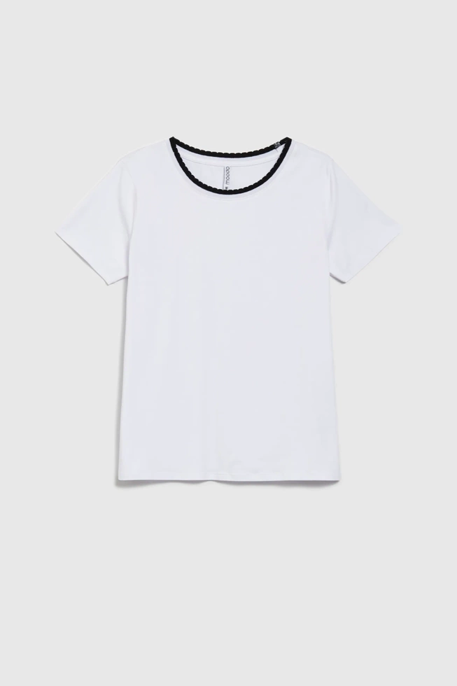Gładka bluzka z krótkimi rękawami biała