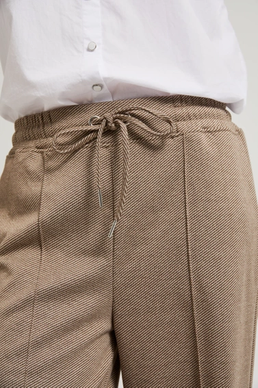 Spodnie z szerokimi nogawkami w kant beżowe