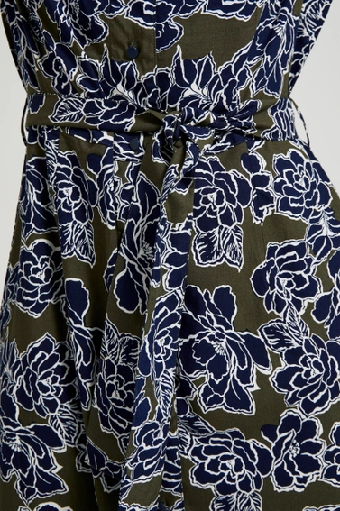 Szmizjerka z wzorem kwiatów oliwkowa