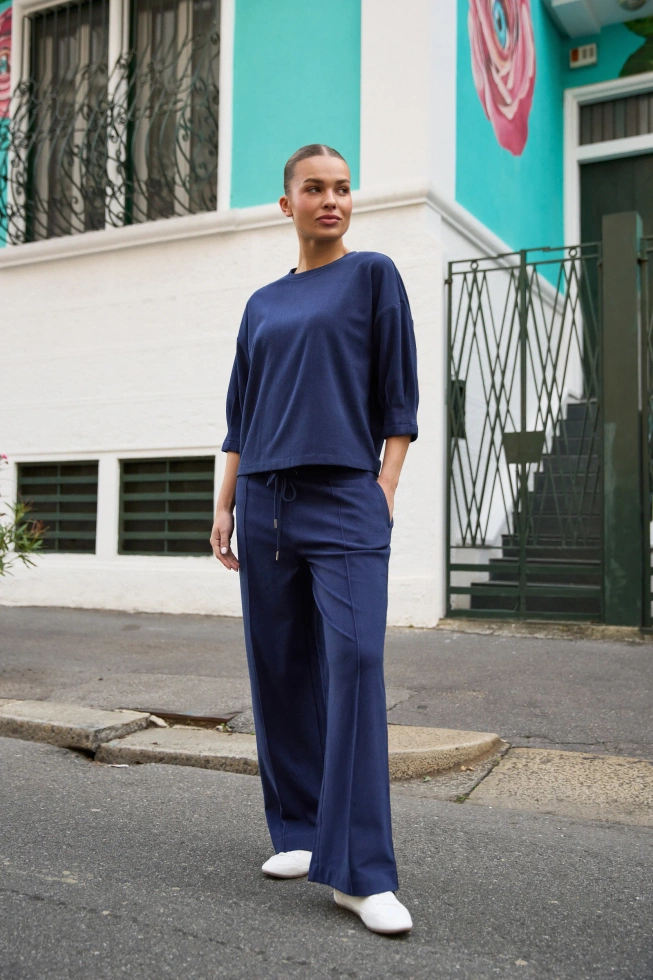 Bluza z krótkimi rękawami granatowa