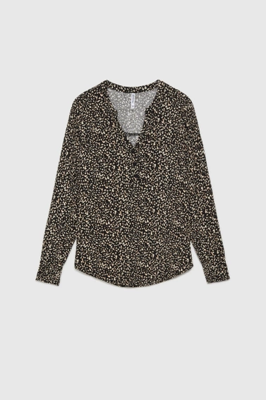 Wzorzysta koszula z długimi rękawami czarna