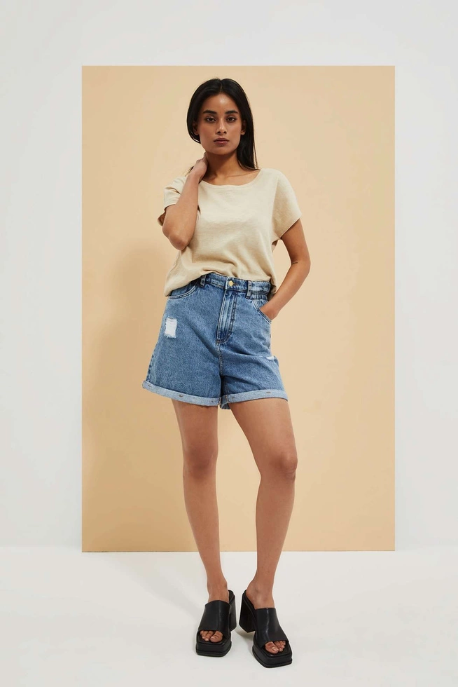 Szorty z przetarciami niebieskie