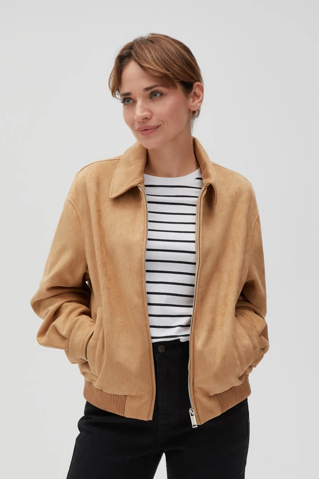Kurtka z imitacji zamszu beżowa