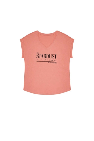 Bawełniana bluzka z nadrukiem ceglasta