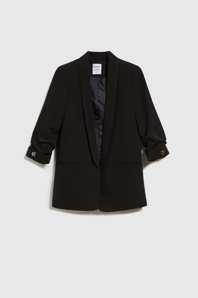 Marynarka z marszczonymi rękawami 3/4 czarna