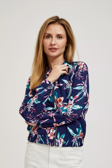 Bomberka z kwiatowym printem granatowa