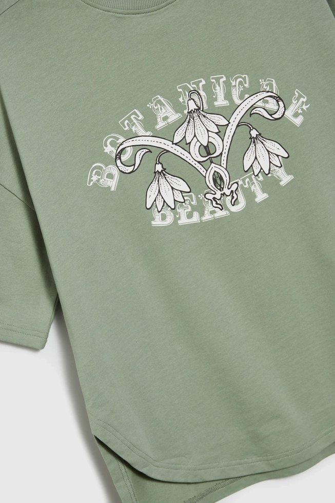 Bawełniana bluza z nadrukiem i krótkimi rękawami