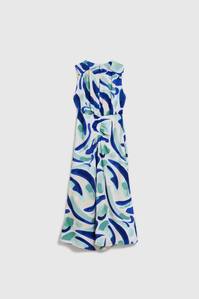 Wzorzysta sukienka midi miętowa