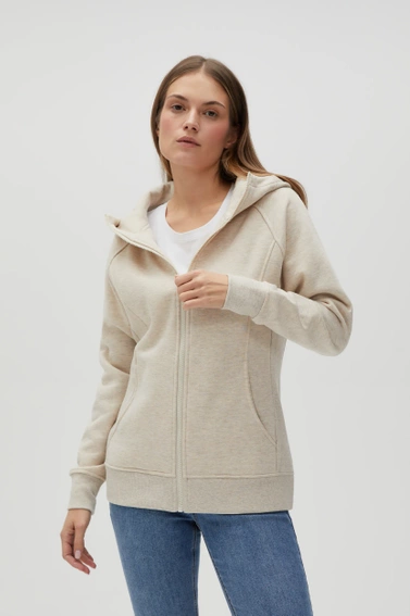 Rozpinana bluza z kapturem beżowa 