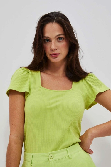 Bluzka z prążkowanej dzianiny neonowa