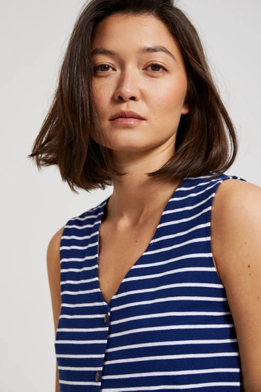 Top w paski z wiązaniem niebieski