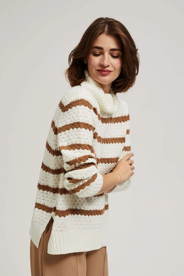 Sweter w paski z golfem