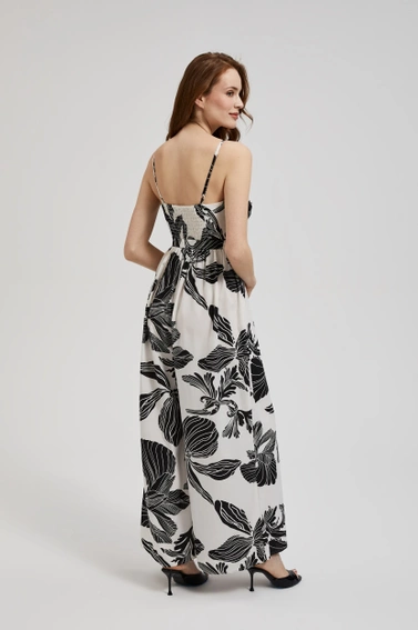 Kombinezon w tropikalny wzór czarno-biały