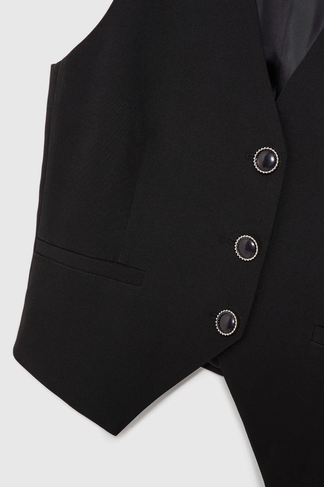 Kamizelka z ozdobnymi guzikami czarna