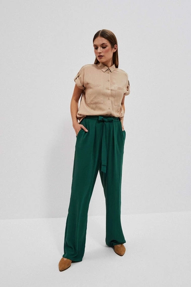 Spodnie z szerokimi nogawkami malachitowe