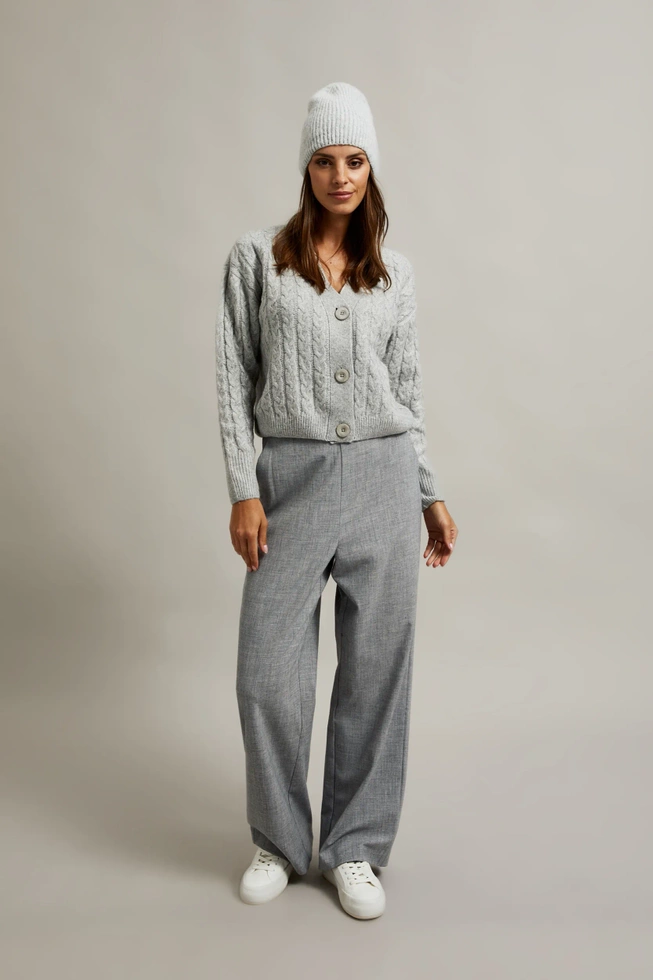 Kardigan z ozdobnym splotem szary