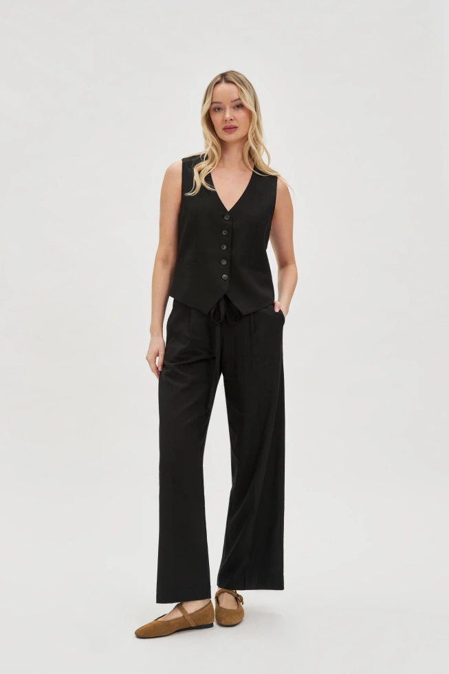 Kamizelka z dodatkiem lnu czarna