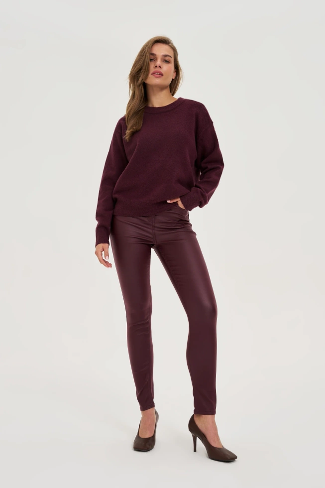 Gładki sweter burgundowy