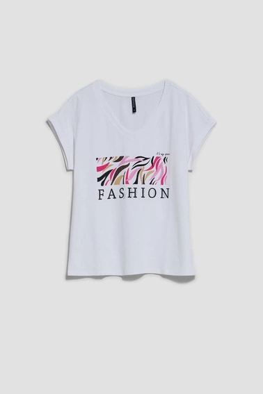 Bawełniany t-shirt z napisem biały