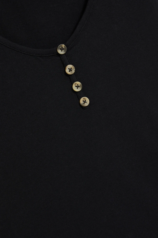 Gładki top z guzikami czarny