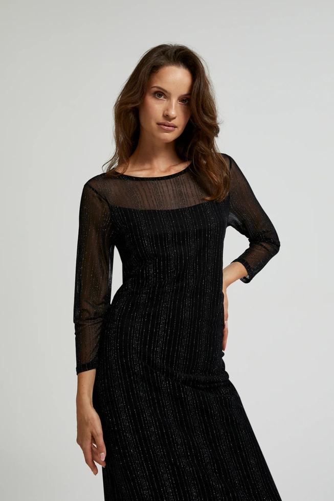 Sukienka maxi z metalizowaną nitką czarna