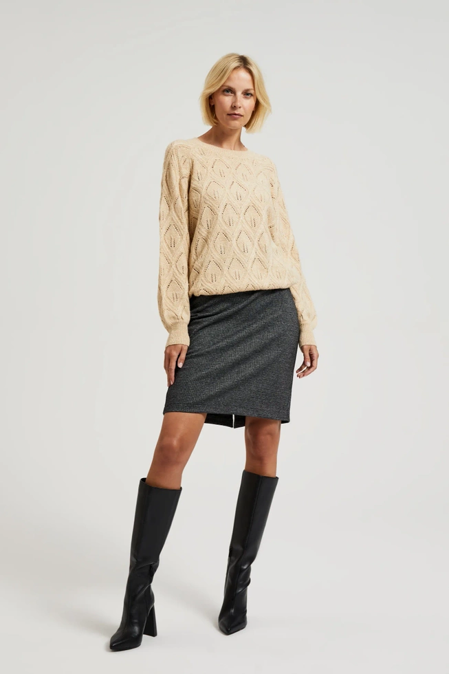 Sweter z długimi rękawami beżowy