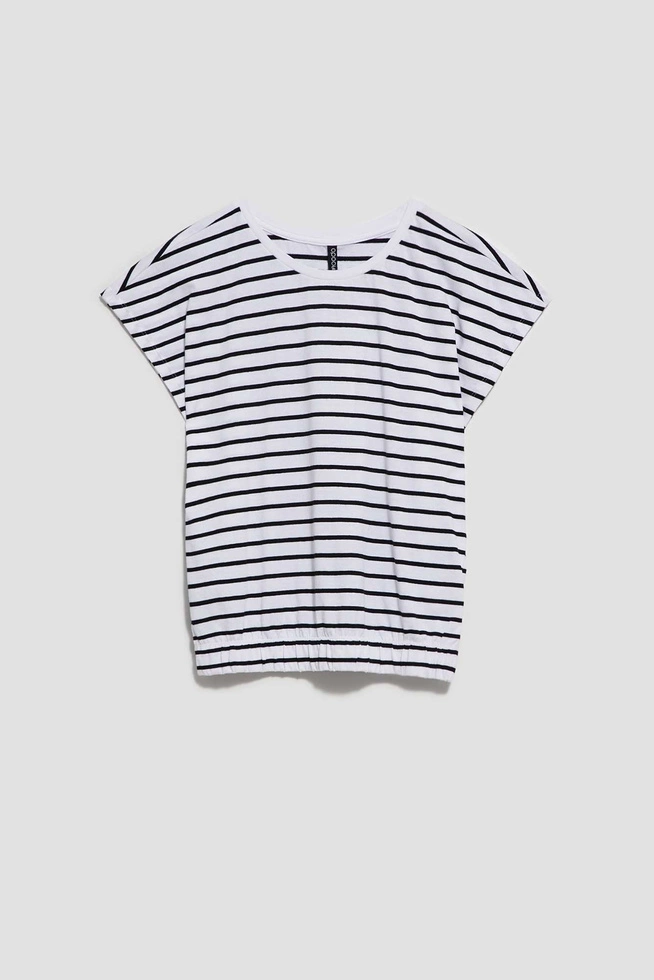 T-shirt w paski biało czarny
