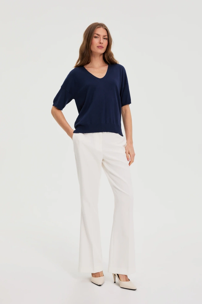 Sweter z krótkimi rękawami granatowy