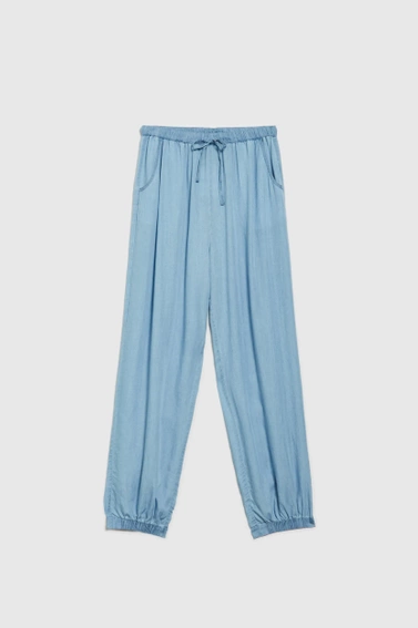 Spodnie z lyocell błękitne 