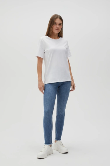 Gładki bawełniany t-shirt biały