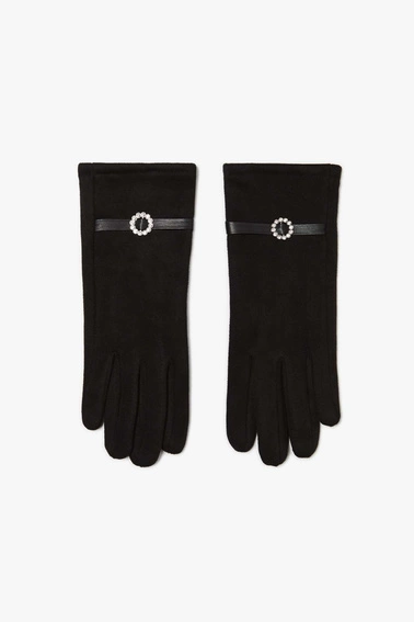 Rękawiczki z ozdobnym paskiem czarne
