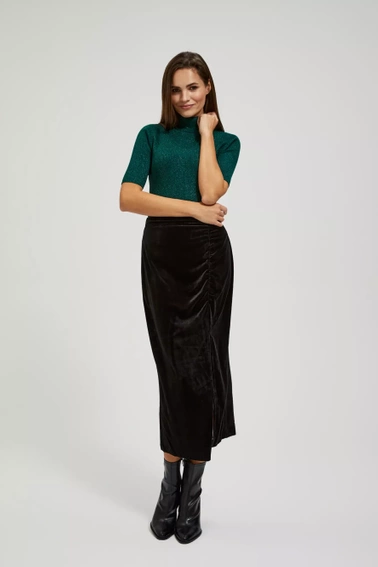 Welurowa spódnica z rozcięciem