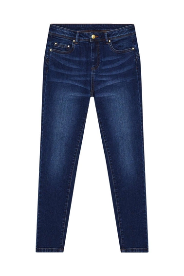 Jeansy push up ze średnim stanem granatowe