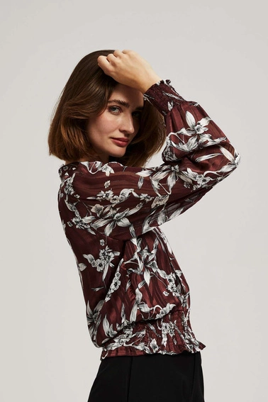 Koszula z kwiatowym wzorem kasztanowa