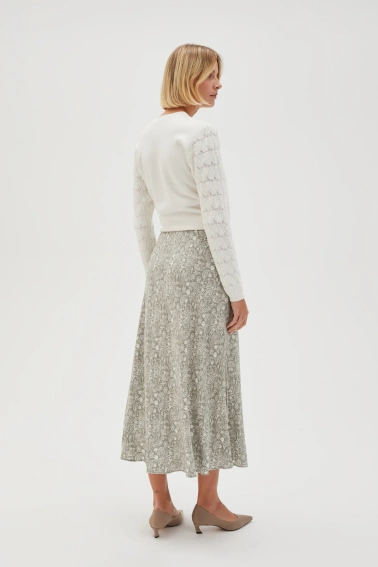 Wiskozowa spódnica midi oliwkowa