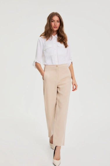 Gładkie spodnie beżowe