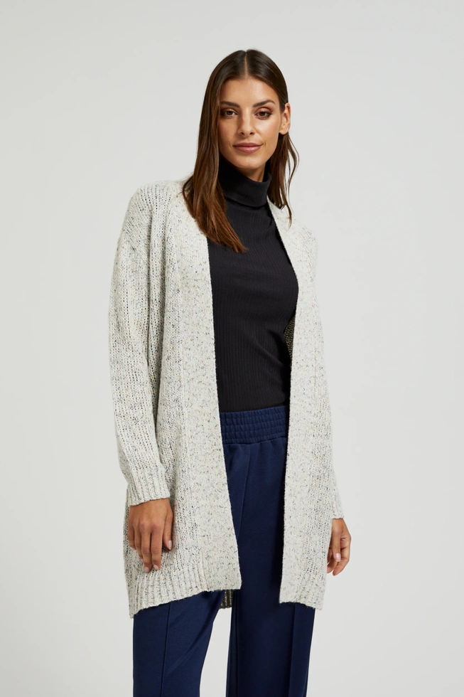 Kardigan o długość do połowy uda beżowy