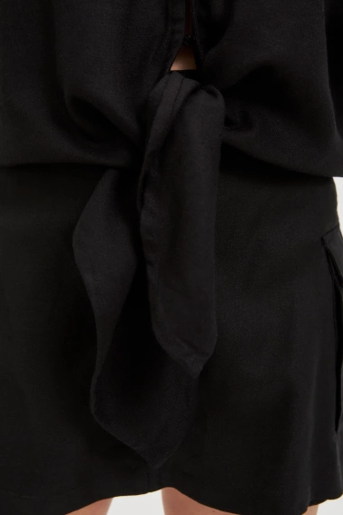 Wiskozowo-lniana koszula czarna