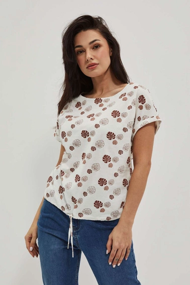 T-shirt z nadrukiem liści