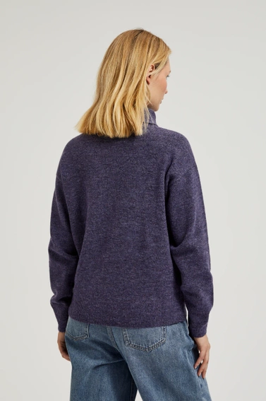 Sweter z golfem i długimi rękawami fioletowy 