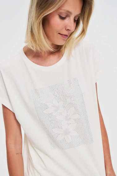 Bawełniana bluzka z nadrukiem biała