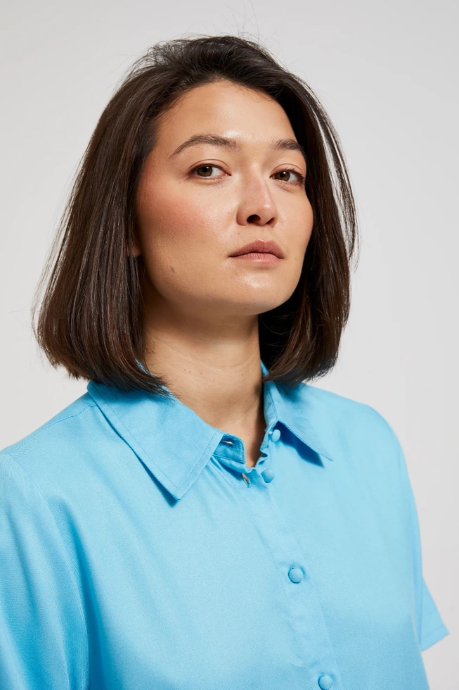 Koszula z krótkimi rękawami turkusowa