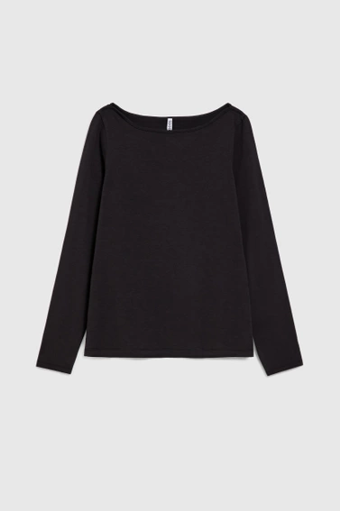 Gładka bluzka z długimi rękawami czarna