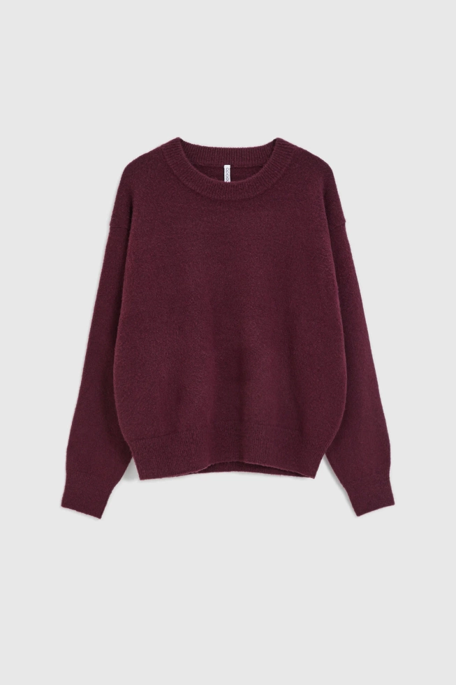 Gładki sweter burgundowy