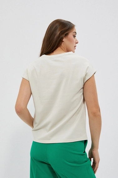 Bawełniany t-shirt z napisem piaskowy