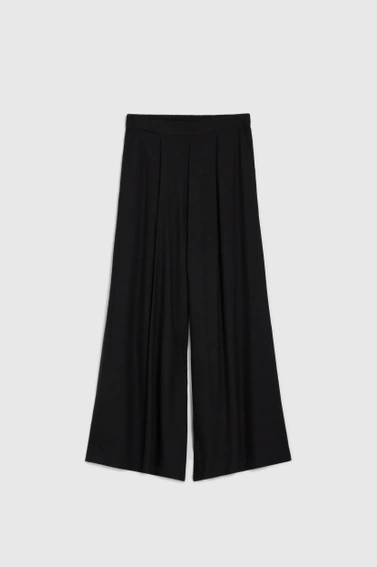 Wiskozowe spodnie z szerokimi nogawkami czarne