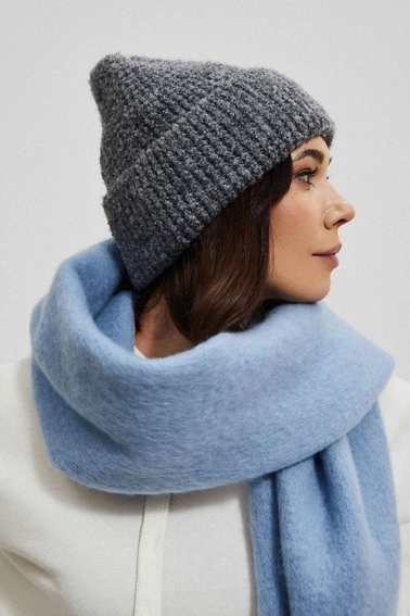 Czapka z prążkowanej dzianiny szara