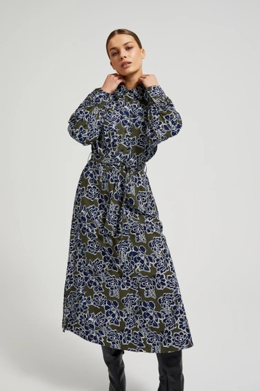 Szmizjerka z wzorem kwiatów oliwkowa