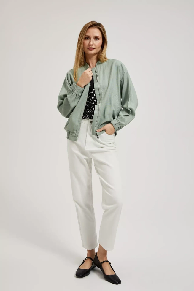 Kurtka bomberka zapinana na zamek oliwkowa